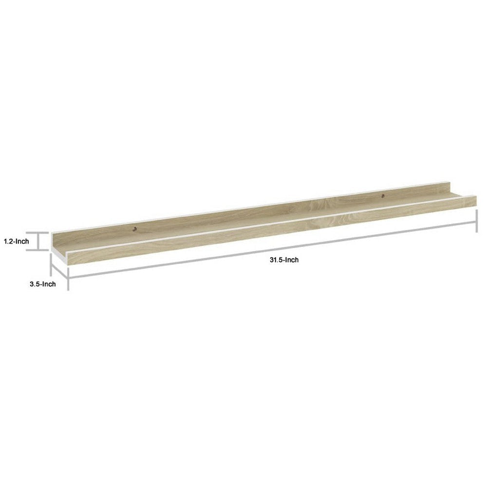 Yuli Wall Shelf Set of 2 | Farmhouse Brown & White | Raised Ledge Design 32’’ BM340442