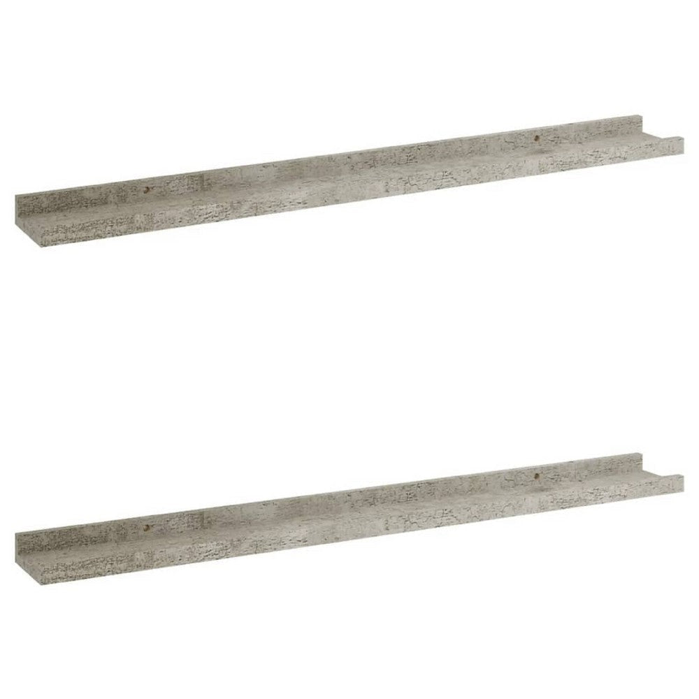 Yuli Wall Shelf Set of 2 | Concrete Gray | Raised Ledge Design 32"