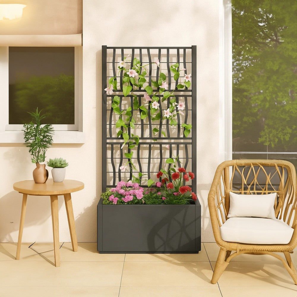 Garden Planter w Trellis | Dark Gray Polypropylene | 55’’ BM340444