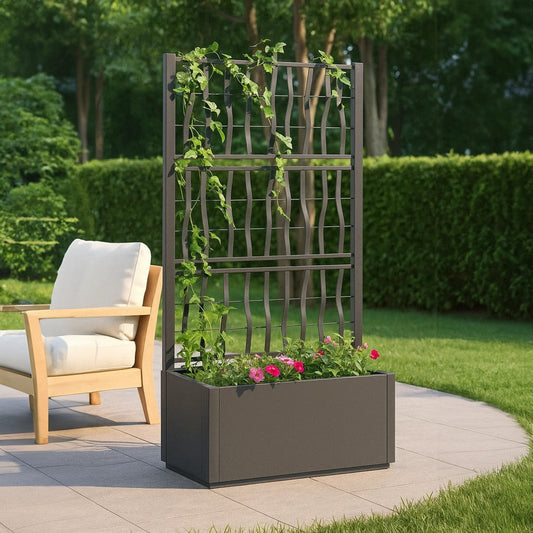 Garden Planter w Trellis | Dark Gray Polypropylene | 55’’ BM340444