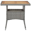 Biwo Outdoor Dining Table | Gray Wicker Rattan | 32’’ Brown Wood Top BM340445