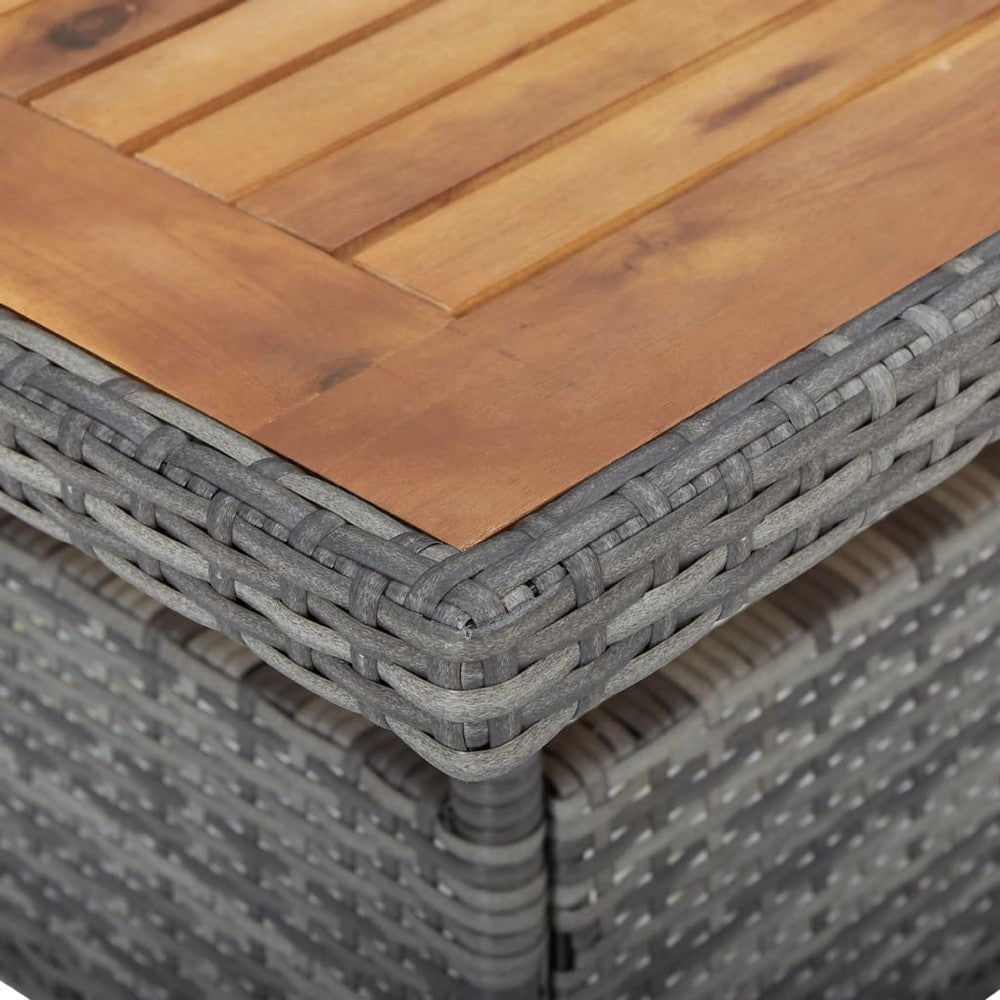 Biwo Outdoor Dining Table | Gray Wicker Rattan | 32’’ Brown Wood Top BM340445