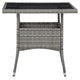 Biwo Outdoor Dining Table | Gray Wicker Rattan | 32’’ Black Tempered Glass BM340446
