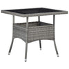 Biwo Outdoor Dining Table | Gray Wicker Rattan | 32’’ Black Tempered Glass BM340446