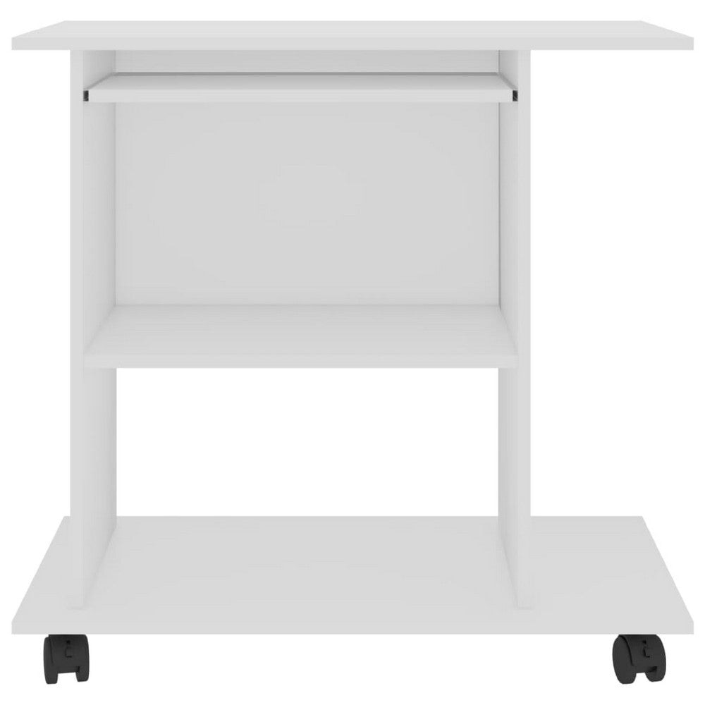 Gulo Computer Desk | 2 Shelves | Keyboard Tray | 32’’ | White Wood BM340448