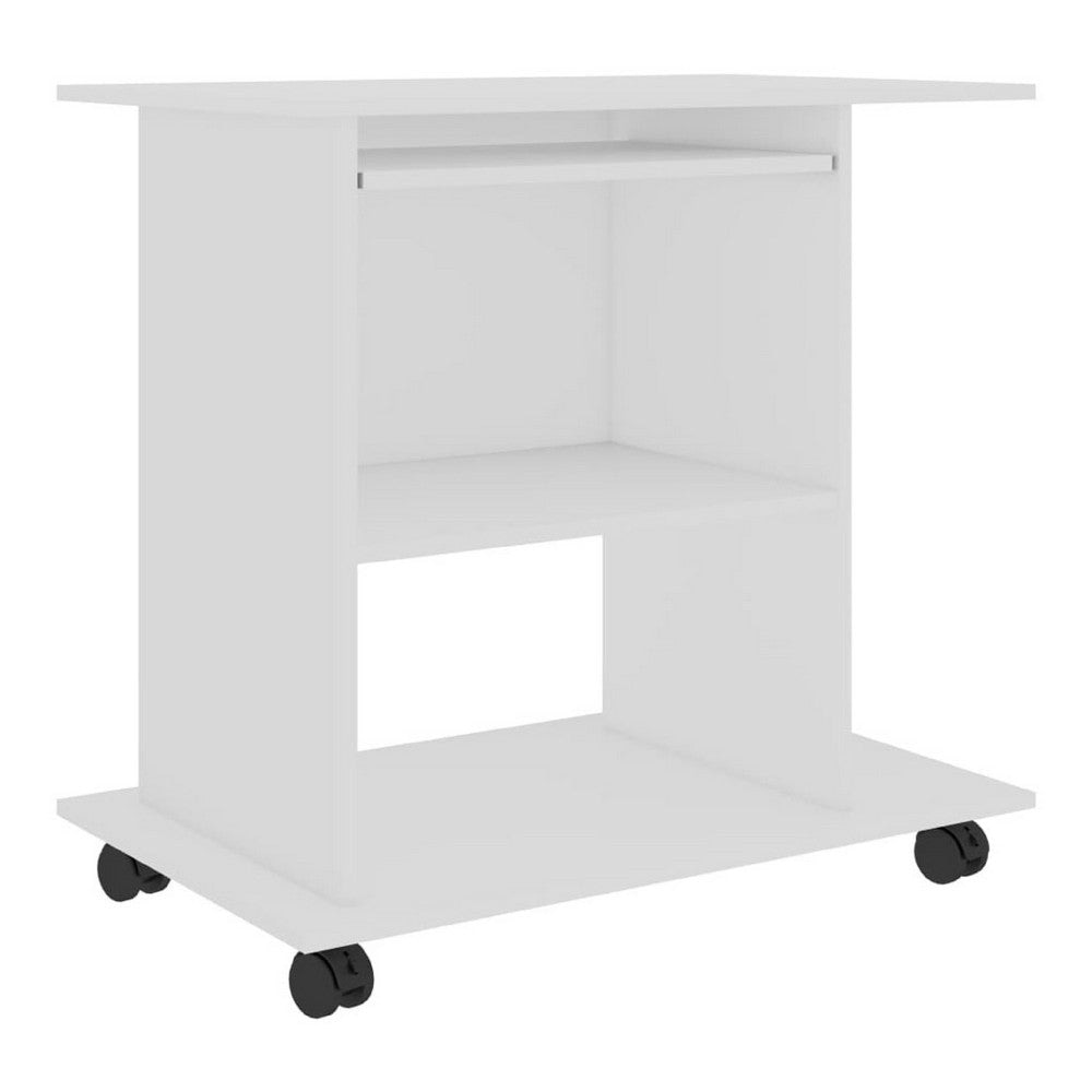 Gulo Computer Desk | 2 Shelves | Keyboard Tray | 32’’ | White Wood BM340448