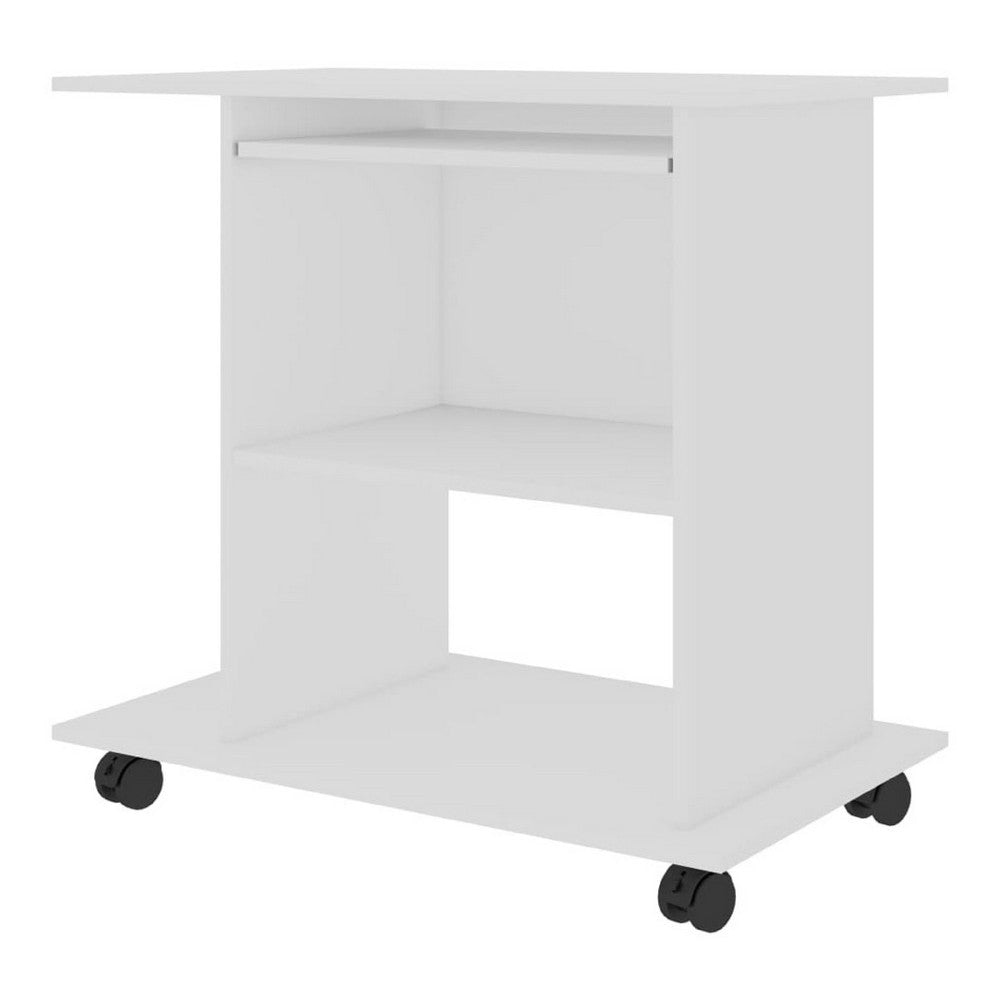 Gulo Computer Desk | 2 Shelves | Keyboard Tray | 32’’ | White Wood BM340448