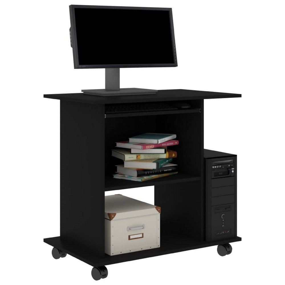 Gulo Computer Desk | 2 Shelves | Keyboard Tray | 32’’ | Black Wood BM340449