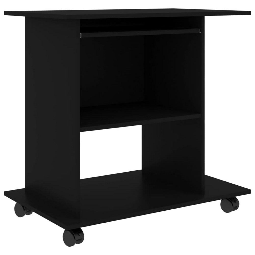 Gulo Computer Desk | 2 Shelves | Keyboard Tray | 32’’ | Black Wood BM340449
