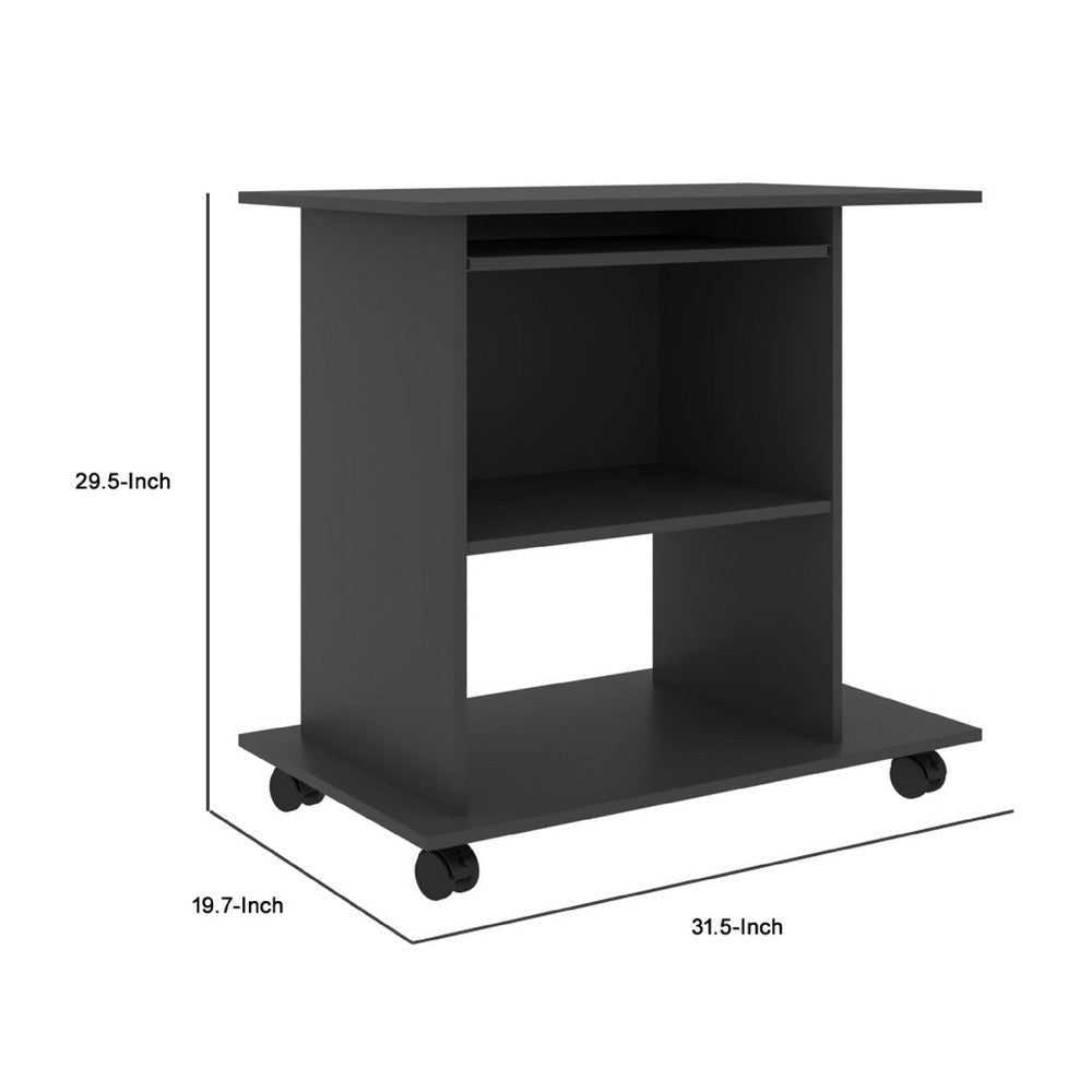 Gulo Computer Desk | 2 Shelves | Keyboard Tray | 32’’ | Gray Wood BM340450