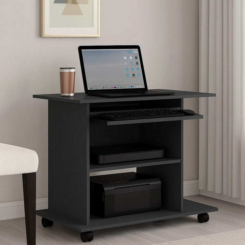 Gulo Computer Desk | 2 Shelves | Keyboard Tray | 32’’ | Gray Wood BM340450