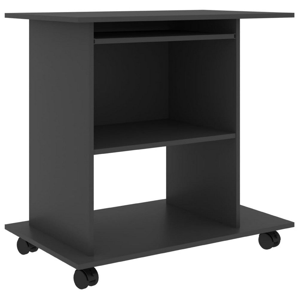 Gulo Computer Desk | 2 Shelves | Keyboard Tray | 32’’ | Gray Wood BM340450
