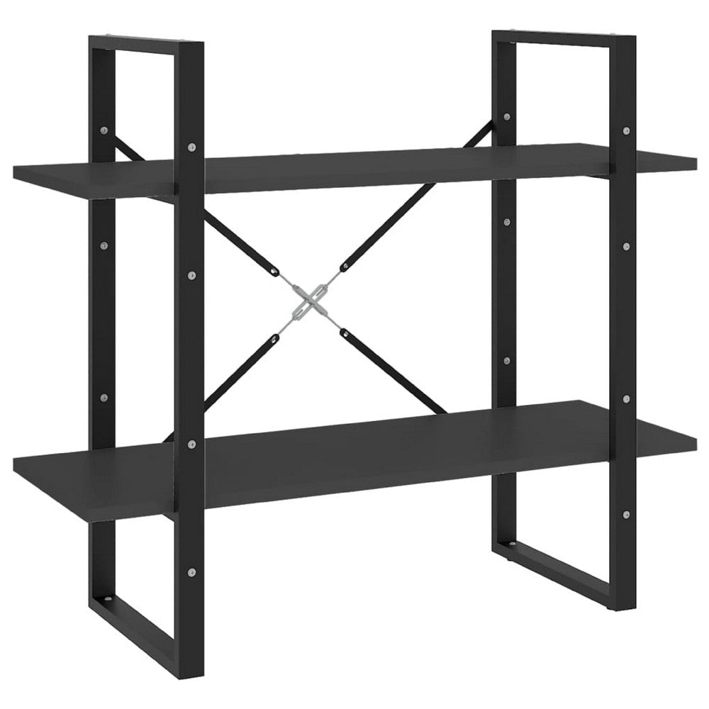 Viwo Bookshelf | 2 Gray Shelves | Modern Black Design 32"