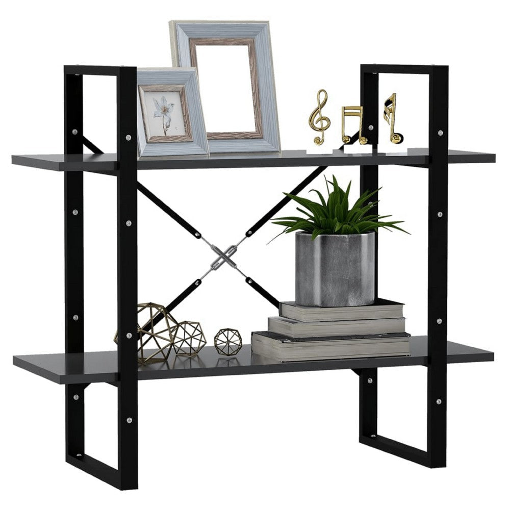 Viwo Bookshelf | 2 Gray Shelves | Modern Black Design 32’’