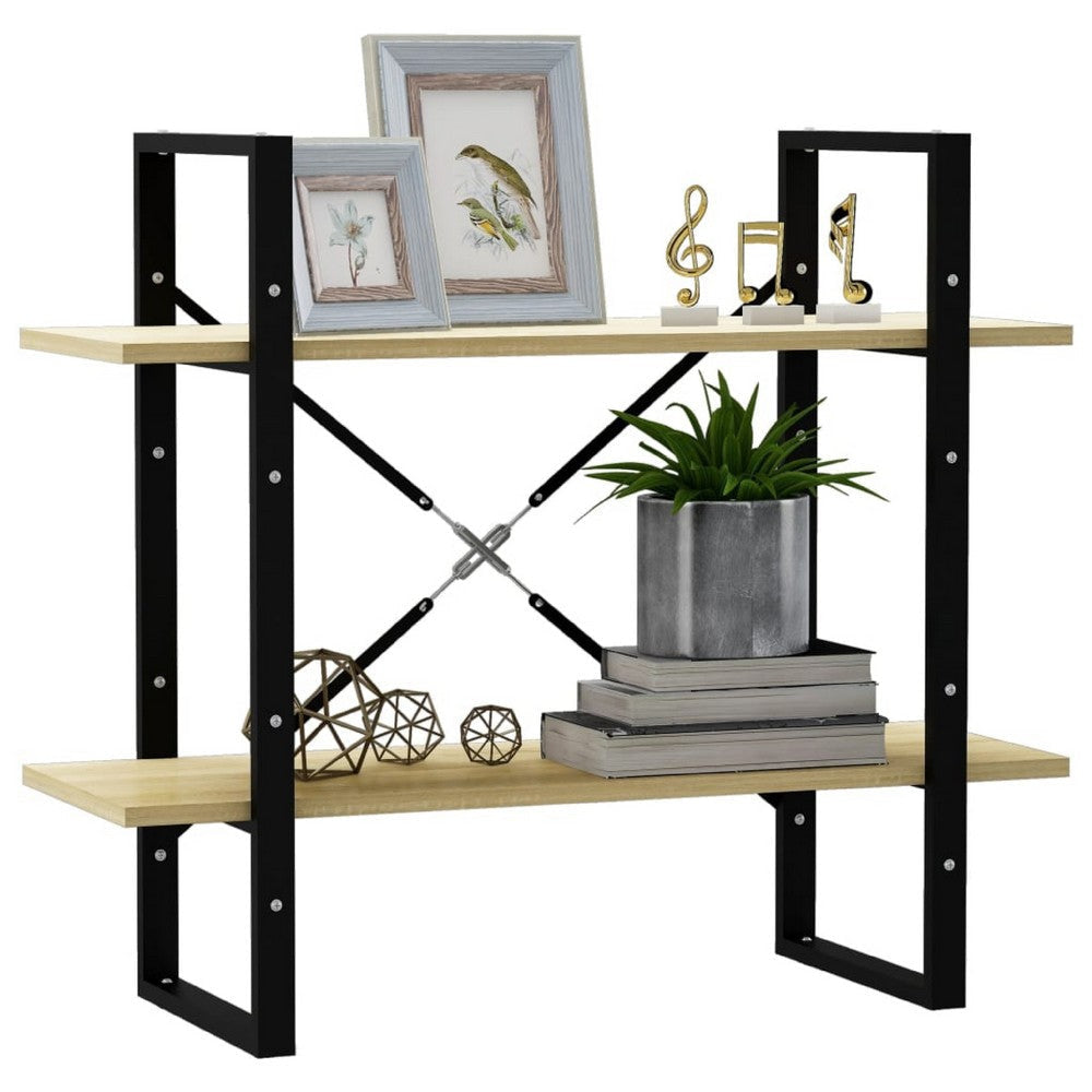 Viwo Bookshelf | 2 Brown Shelves | Modern Black Design 32’’