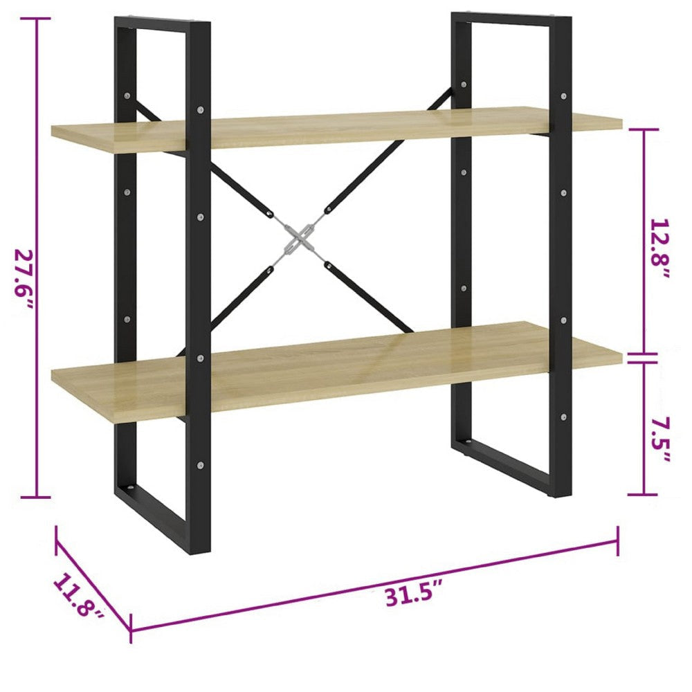 Viwo Bookshelf | 2 Brown Shelves | Modern Black Design 32’’