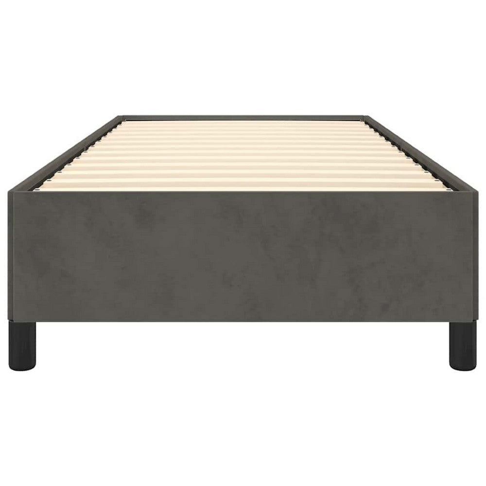 Low Profile Twin XL Bed Frame | Gray Velvet Fabric Upholstery BM340454