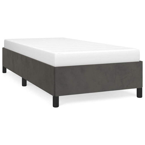 Low Profile Twin XL Bed Frame | Gray Velvet Fabric Upholstery
