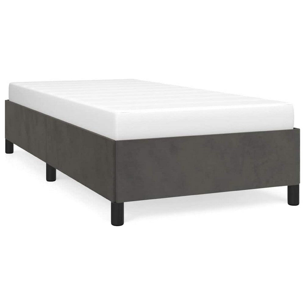 Low Profile Twin XL Bed Frame | Gray Velvet Fabric Upholstery