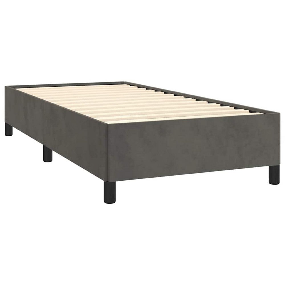 Low Profile Twin XL Bed Frame | Gray Velvet Fabric Upholstery BM340454