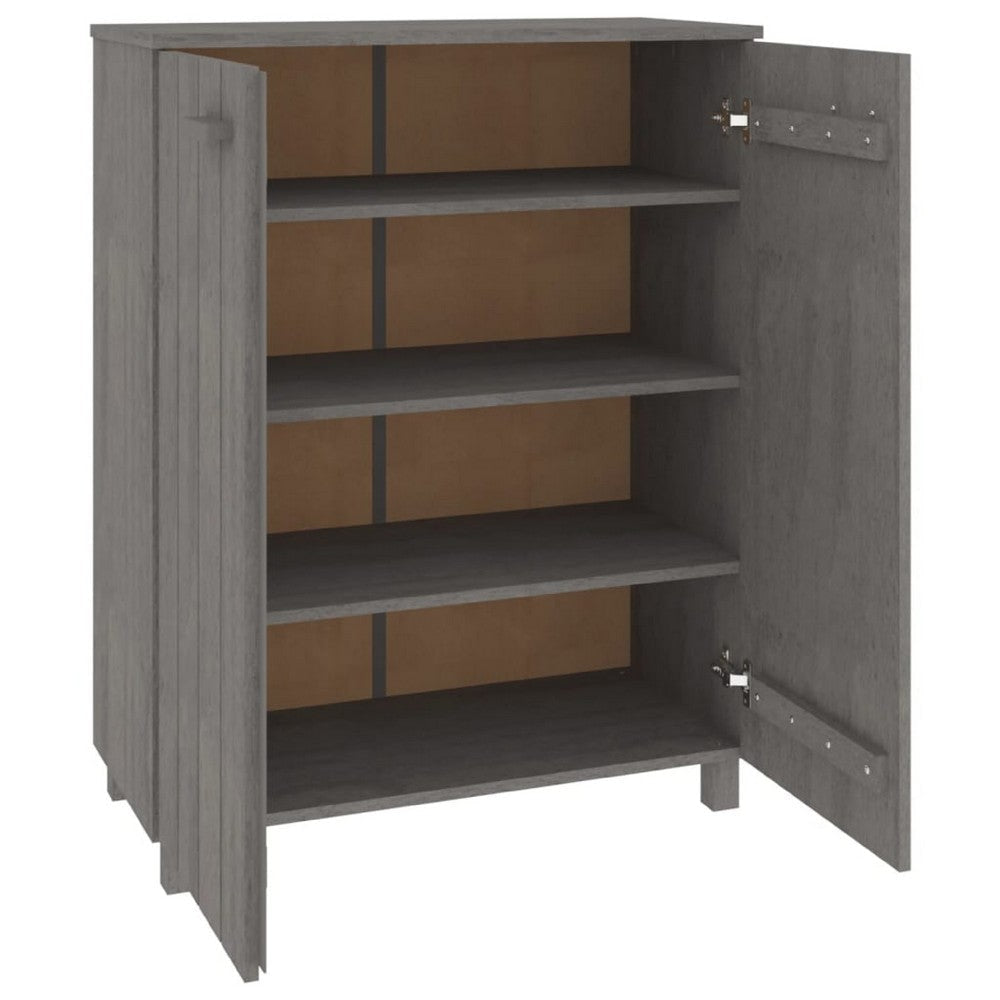 Shoe Cabinet | Gray Solid Pine Wood w Block Legs | 4 Shelves | 43’’ BM340455