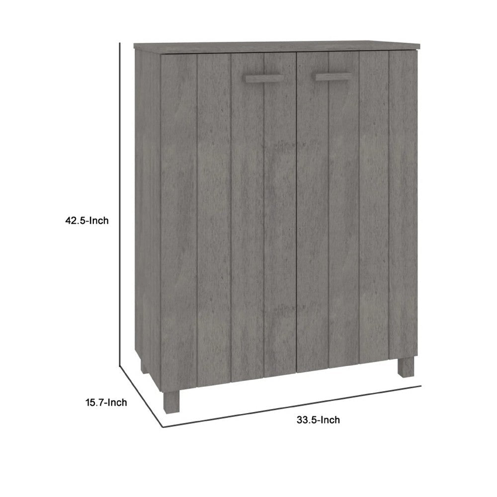 Shoe Cabinet | Gray Solid Pine Wood w Block Legs | 4 Shelves | 43’’ BM340455