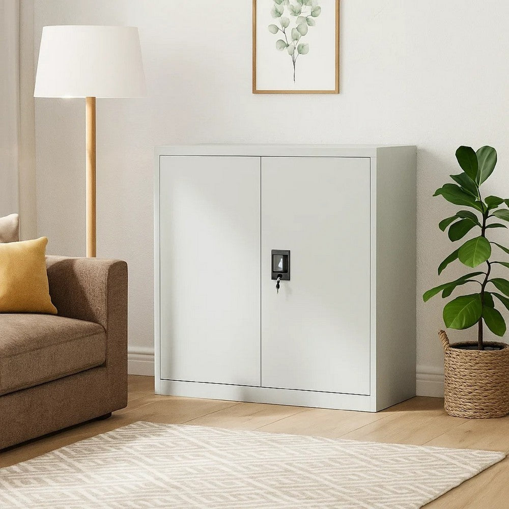 Filing Cabinet | Matte Gray Steel Body | 2 Adjustable Shelves | 35"