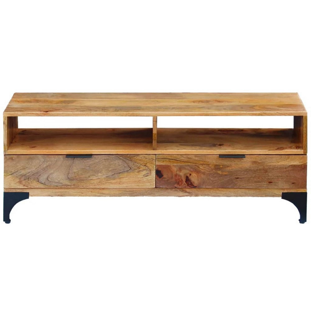 TV Stand | Brown Mango Wood | 2 Shelves & 2 Drawers | 47’’ BM340458
