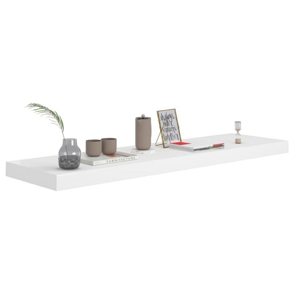 Zyno Floating Wall Shelf | 35’’ | Glossy White MDF Body