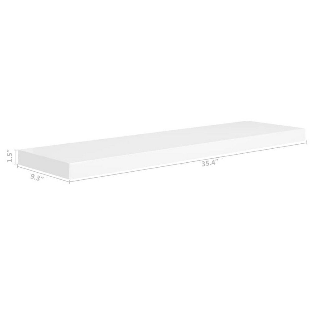 Zyno Floating Wall Shelf | 35’’ | Glossy White MDF Body