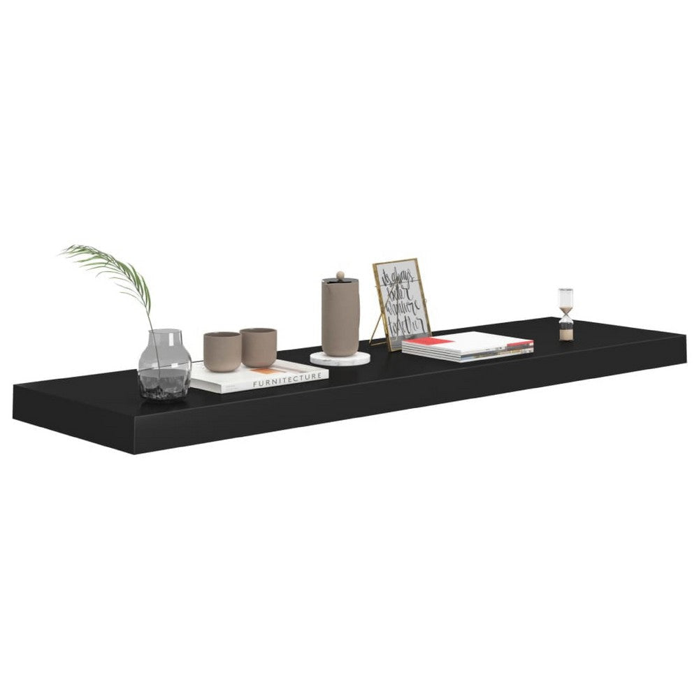 Zyno Floating Wall Shelf | 35’’ | Matte Black MDF Body
