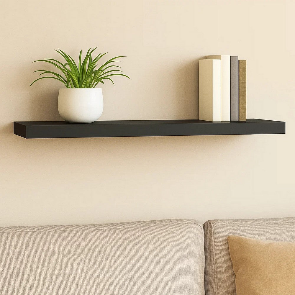 Zyno Floating Wall Shelf | 35’’ | Matte Black MDF Body