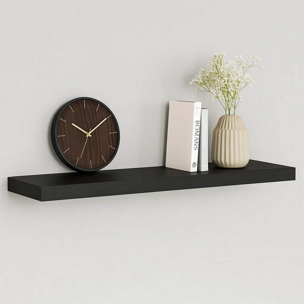 Zyno Floating Wall Shelf | 35’’ | Matte Black MDF Body