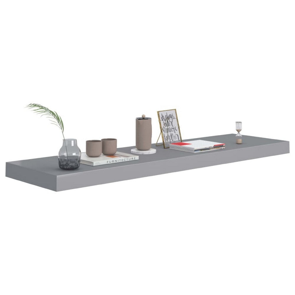 Zyno Floating Wall Shelf | 35’’ | Matte Gray MDF Body