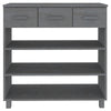 Boir Sofa Console Table | 3 Shelves & 3 Drawers | 35’’ | Gray Pine Wood BM340465