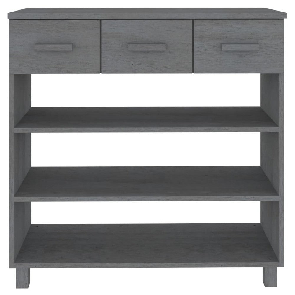 Boir Sofa Console Table | 3 Shelves & 3 Drawers | 35’’ | Gray Pine Wood BM340465