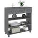 Boir Sofa Console Table | 3 Shelves & 3 Drawers | 35’’ | Gray Pine Wood BM340465