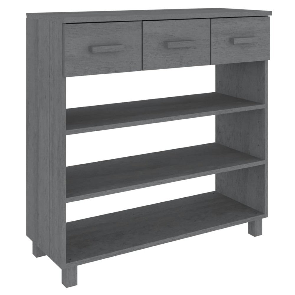 Boir Sofa Console Table | 3 Shelves & 3 Drawers | 35" | Gray Pine Wood