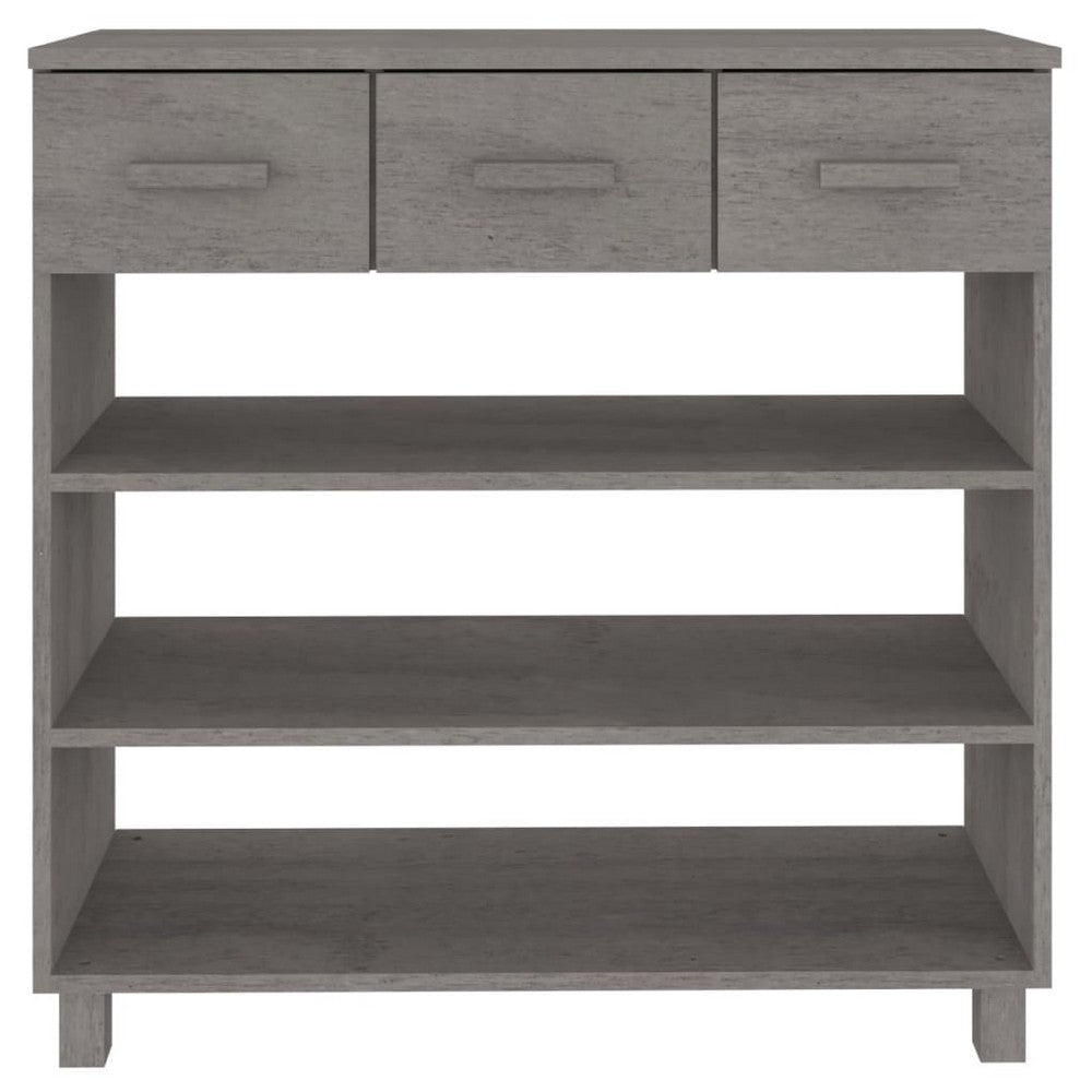 Boir Sofa Console Table | 3 Shelves | 3 Drawers | 35’’ | Light Gray Wood BM340466