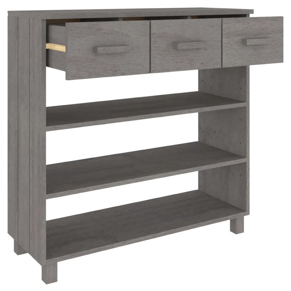 Boir Sofa Console Table | 3 Shelves | 3 Drawers | 35’’ | Light Gray Wood BM340466