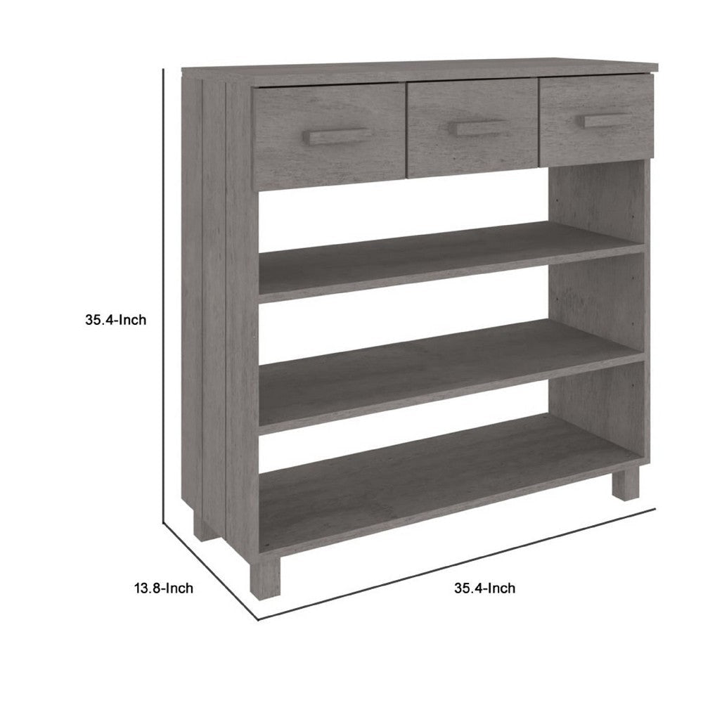 Boir Sofa Console Table | 3 Shelves | 3 Drawers | 35’’ | Light Gray Wood BM340466