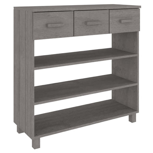 Boir Sofa Console Table | 3 Shelves | 3 Drawers | 35" | Light Gray Wood