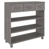 Boir Sofa Console Table | 3 Shelves | 3 Drawers | 35" | Light Gray Wood