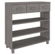 Boir Sofa Console Table | 3 Shelves | 3 Drawers | 35" | Light Gray Wood