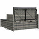 Feya 2pc Outdoor Sofa and Ottoman Set Gray Poly Rattan and Cushions Steel BM340467