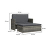 Feya 2pc Outdoor Sofa and Ottoman Set Gray Poly Rattan and Cushions Steel BM340467