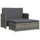 Outdoor Sofa & Ottoman Set | Gray Poly Rattan | Black Polyester | Steel