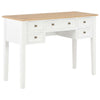 Ryann Writing Desk | 5 Drawers | White & Brown Pine Wood | 43"