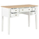 Ryann Writing Desk | 5 Drawers | White & Brown Pine Wood | 43"