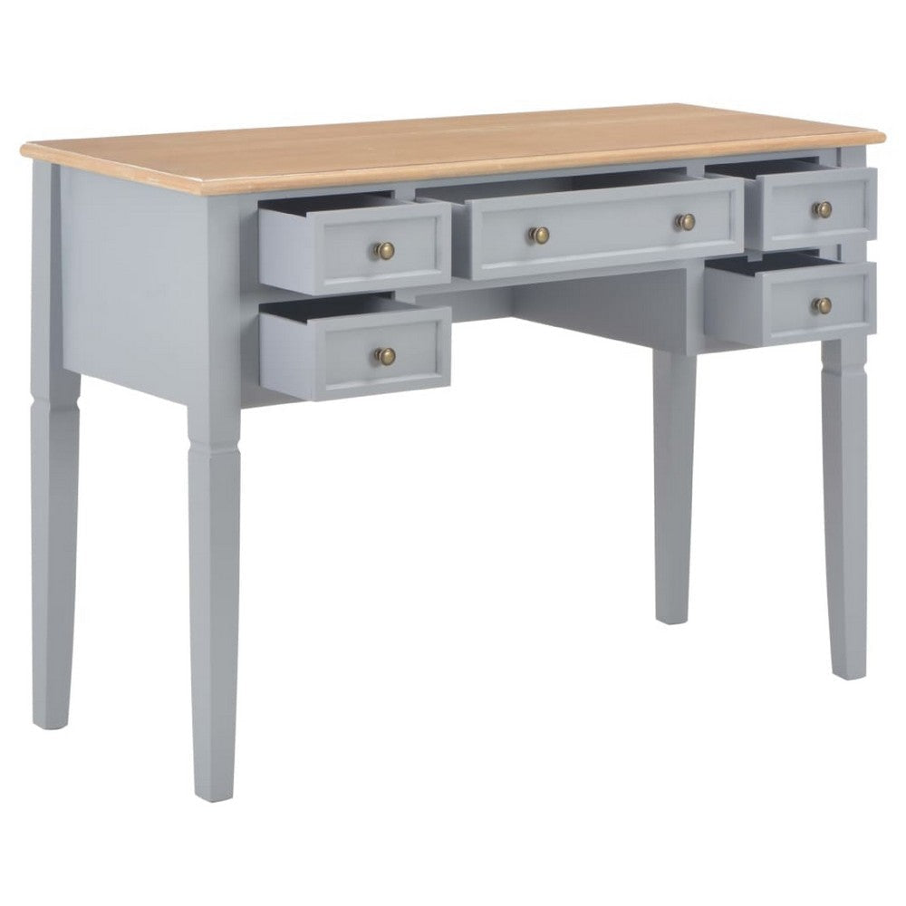 Ryann Writing Desk | 5 Drawers | Gray & Brown Pine Wood | 43’’ BM340469